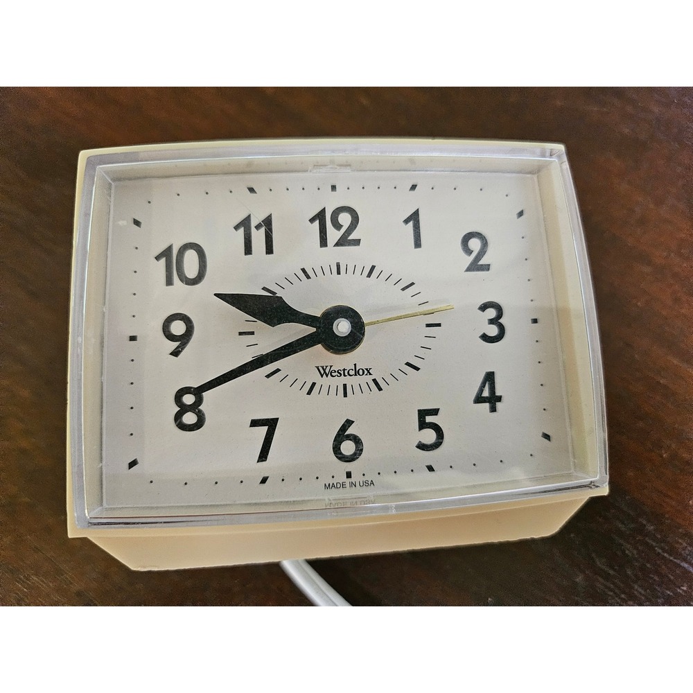 Westclox Alarm Clock Cream Vintage Electric Analog E54 / 55 Made in USA